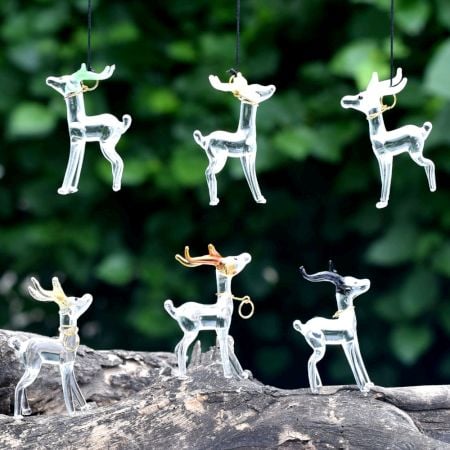 Multicolor Deer Christmas Tree Decoration Ornaments Set of 6 Pcs